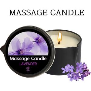 Massagekaars met lavendelgeur - Essentiële Olie Massagekaars - Hydraterend, Sensuele Ervaring met Schenktuit, Perfect voor Ontspannende Baden & Huidverzorging - Romantische Decoratie - Aromatherapie Kaars, Massageoliën voor stellen