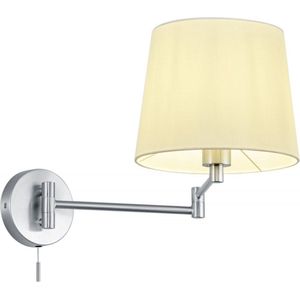 TRIO LYON - Wandlamp - Nikkel mat - excl. 1x E27 4 W - Schakelaar met trekkoord - Zwenkbaar - Geschikt voor vaste montage of stekker