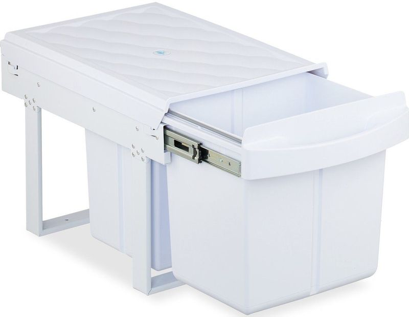 Inbouw Prullenbak - 3 Vakken - 15 l & 2x 8 l - Wit - Uittrekbare Telescooprail