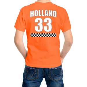 Oranje race supporter t-shirt - nummer 33 - Holland / Nederland fan shirt / kleding voor kinderen 122/128