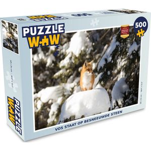 Puzzel Vos - Sneeuw - Boom - Legpuzzel - Puzzel 500 stukjes