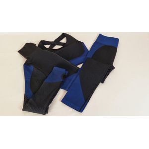 AGYM seamless workout set van 3 zwart/blauw dames sportkleding