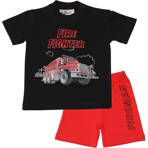Fun2wear - baby - kinder - tiener - Brandweer / Firefighter - shortama / pyjama - zwart - maat 68