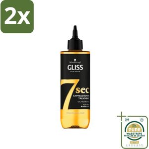 Gliss-Kur - 7 Sec Express Repair Treatment - Oil Nutritive - Voedende Herstelbehandeling - 200 ml - Voordeelverpakking - 2 stuks - Haarkleur - Haarherstel