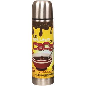 Thermosfles met Retro-print – Inox – Cacao – Geel - 450ml