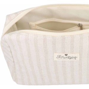 Scheepjes Projecttas met rits 24x16x8cm gestreept beige