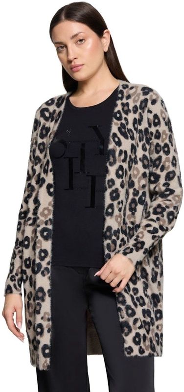 Betty Barclay - Cardigan - Bruin - Dierenprint - Lange Pasvorm