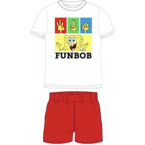 Spongebob pyjama - wit - rood - Maat 116 / 6 jaar