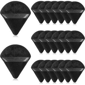 20 stuks driehoekige poederpads - dubbelzijdige poederkwasten - zachte poederpads - wasbare make-up spons - gereedschap voor gezicht - losse poeder en foundation (zwart)
