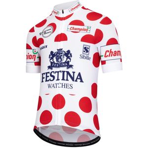 Retro wielertrui Festina maat S 'bolletjestrui'