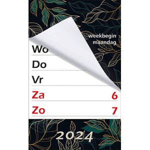MGPcards - XL-kalender 2024 - Week begint op Maandag - Bladeren - Groen