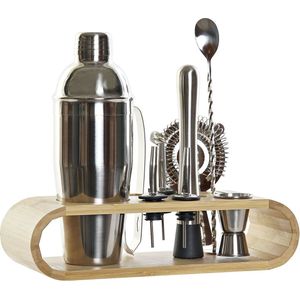Cocktail Set DKD Home Decor Bamboe Roestvrij staal (9 pcs) (9 x 9 x 25 cm) (750 ml)