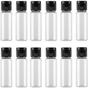 Inovra - Herbruikbare Plastic Flip Cap Flessen (12 stuks) voor Cosmetische Emulsies Hand Lotion - Transparant - 20ML/0.7oz