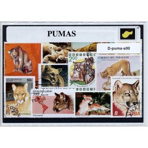 Puma's – Luxe postzegel pakket (A6 formaat) : collectie van verschillende postzegels van puma's – kan als ansichtkaart in een A6 envelop - authentiek cadeau - cadeau - geschenk - kaart - Panthera  poema - staart - zilverleeuw - roofier - bergleeuw