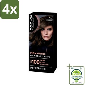 SYOSS - Coloration 4-1 Middenbruin - Haarverf - Grijsdekking - Vermindert Haarbreuk - Voordeelverpakking - 4 stuks - Permanente haarkleuring - Haarkleur