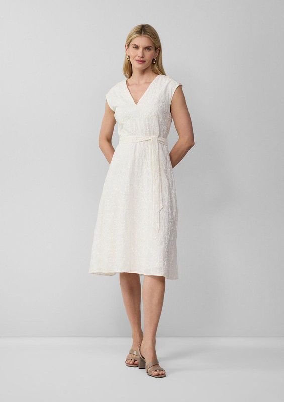 s.Oliver - Midi-jurk - Katoen - Geborduurde Details - V-hals