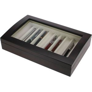 SAFE Elegante houten pennen vitrine geschikt voor 10 stuks schrijfgerei - walnoothout