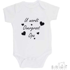 100% katoenen Romper ""U wordt overgroot opa"" Unisex Katoen Wit/zwart Maat 62/68 Zwangerschap aankondigen - Bekendmaking zwangerschap - Zwangerschapsaankondiging