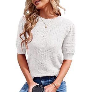 Dames gebreide trui met korte mouwen elegante sweatshirt met ronde hals