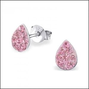 Aramat jewels ® - 925 sterling zilveren oorbellen druppel strass licht roze