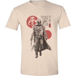 PCMerch Star Wars - Mandalorian Script Heren Tshirt - M - Creme
