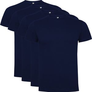 4 Pack Dogo Premium Unisex T-Shirt merk Roly 100% katoen Ronde hals Donker Blauw Maat XXL