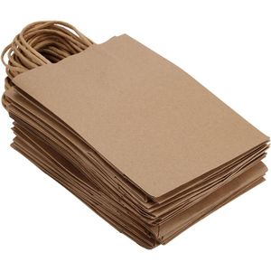 25PCS Kraft papieren zakken met handgrepen - gele geschenkverpakkingen - winkelen, verpakking, bruiloft, retail, verjaardagsfeestje - 63 x 315 x 85 inch .