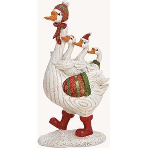 Decoratief figuur - Moeder Gans met baby-gansjes op rug - Kerst