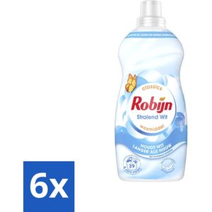 Robijn – Vloeibaar Wasmiddel – Klein & Krachtig Stralend Wit – 1,19 L - Voordeelverpakking - 6 stuks