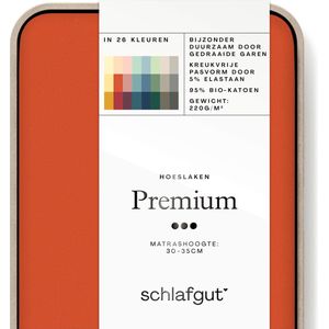 schlafgut Premium Bio Katoen Jersey Hoeslaken XL - 180x200 - 200x220 269 Red Mid