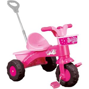 Dolu - Eenhoorn Driewieler - Roze - Met Duwstang