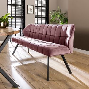 Eetkamerbank Roze Velvet - 81x180x58cm - Eetkamerbank Raster