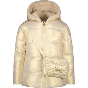 Meisjes winterjas kort met strik en tas - Babs - Dreamy Creamy