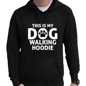 This is my dog walking hoodie Fun tekst hoodie / trui zwart voor heren - Fun tekst luie dag/chillen hooded sweater - Honden thema kleding M