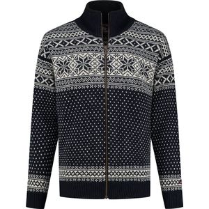 Norfinde - Noors Vest - Donkerblauw - Grof Gebreid - Zuiver Scheerwol