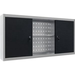 vidaXL Gereedschapskast - Grijs/Zwart - Metaal Wandkast - Gereedschapskast - Gereedschapsschuif - Tool Organizer - Industrieel Design