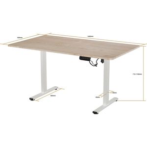 Vestland - Zit-Sta Bureau Elektrisch Verstelbaar - 140 x 80 CM - Geheugenfunctie - In Hoogte Verstelbaar - Eiken Wit