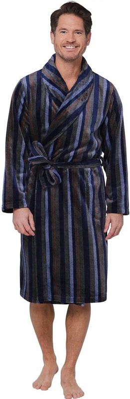 Pastunette - Adventure - Badjas - Blauw Gestreept - Fleece