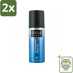 Vogue Anti-Transpirant Nordic Blue 150 ml - Voordeelverpakking - 2 stuks - Anti-transpirant - Zweetvermindering