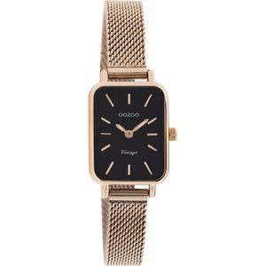 OOZOO Vintage series - rosé goudkleurige horloge met rosé goudkleurige metalen mesh armband - C20270