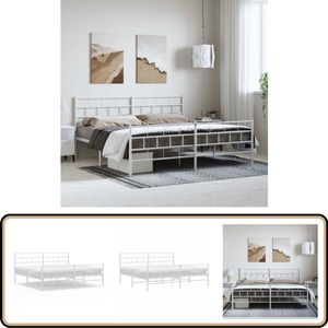 vidaXL Bedframe - Staal - Wit - 183x213 cm Metalen Bedframe - Klassiek Bed - Bed Met Boxspring - Staal Bedframe - Wit Bedframe