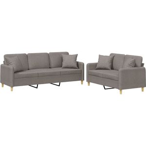 vidaXL Loungeset 2-delig - Taupe - Inclusief kussens Loungebank - Tuinmeubel - Buitentijd - Relaxen - Terras Meubilair