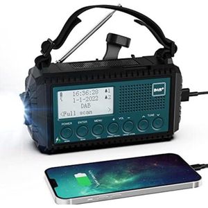 Krachtige Bouwradio - Noodradio - Solar Opwindbaar - Zwart Groen