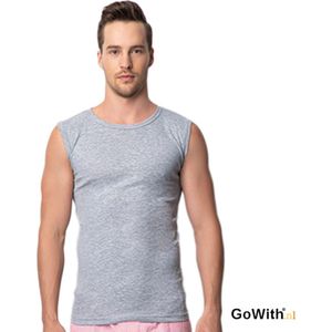 3 pack-Ronde Hals Heren Mouwloos Singlet-100% Katoen-Onderhemd Heren-Grijs-Maat S