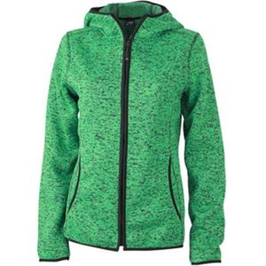 James and Nicholson Dames/dames Gebreide Fleece Hoodie (Groen gemeland/zwart)