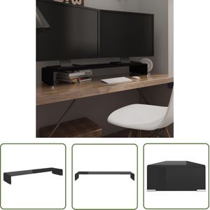 The Living Store TV-meubel/monitorverhoger zwart 110x30x13 cm glas - TV-meubel - Tv Stand - Glas Meubilair - Zwart Meubilair - Living Room Decor