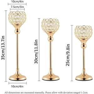 Gouden kristallen kandelaar - elegant voor bruiloft - set van 5 - metaal