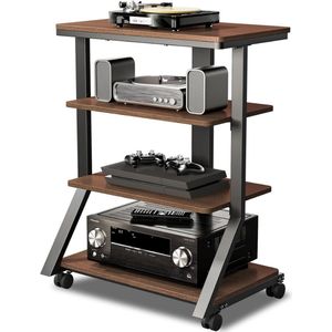 Goodivery® - Platenspeler Kast - Platenspeler Meubel - Lp Kast - Vinyl Kast - 4 Niveaus - In Hoogte Verstelbaar - Draagvermogen 120 lbs - 46x64x86cm - Bruin