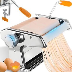 Hand Pasta Machine - 3-in-1 Stainless Steel Pasta Maker for Spagna Tagliatelle Lasagna - Robust Construction with Table Clamp for Safe Use