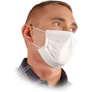 Rijst 3-laags wegwerp mondkapjes - Wit, Universeel